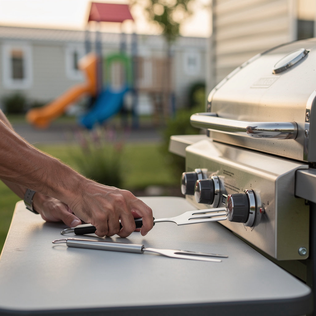Imperial Sands Mobile Park community amenities including playground and gathering spaces in San Diego